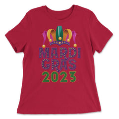 Mardi Gras Jester Hat 2023 Fat Tuesday Celebration design - Women's Relaxed Tee - Red