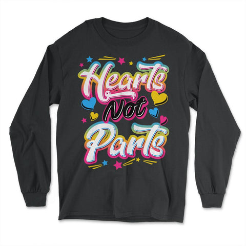 Hearts Not Parts Pansexual LGBTQ+ Pansexual Pride product - Long Sleeve T-Shirt - Black