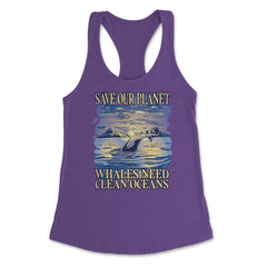 Save Our Planet Whales Need Clean Oceans Earth Day graphic Women's - Purple