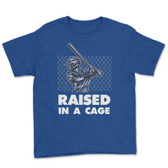 Funny Baseball Batter Hitter Raised In A Cage Sporty Humor print - Royal Blue
