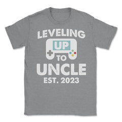 Funny Gamer Uncle Leveling Up To Uncle Est 2023 Gaming graphic Unisex - Grey Heather