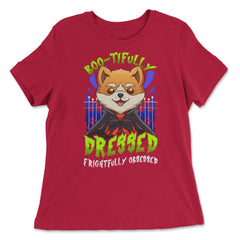 Cute Dog In Halloween Costume Boo-tifully Dressed Design product - Women's Relaxed Tee - Red