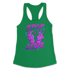 Korean Love Sign K-POP Love Fingers design Women's Racerback Tank - Kelly Green