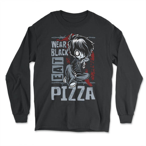 Wear Black Eat Pizza Emo Japanese Sad Anime Boy Emo product - Long Sleeve T-Shirt - Black