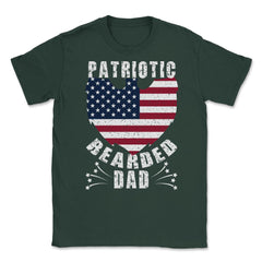 Patriotic Bearded Dad 4th of July Dad Patriotic Grunge design Unisex - Forest Green