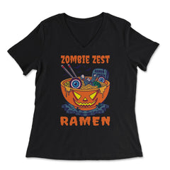 Zombie Zest Ramen Bowl Halloween Noodle Print product - Women's V-Neck Tee - Black