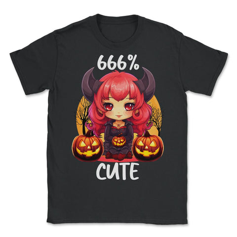 666% Cute Chibi Girl Devil Halloween design - Unisex T-Shirt - Black