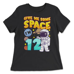 Science Birthday Astronaut & Planets Science 12th Birthday design - Women's Relaxed Tee - Black
