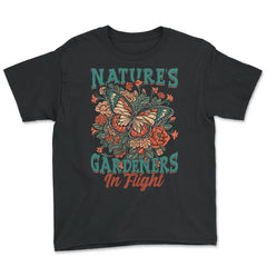 Pollinator Butterfly & Flowers Cottage core Aesthetic product - Youth Tee - Black