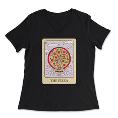 The Pizza Foodie Tarot Card Pizza Lover Fortune Teller graphic - Women's V-Neck Tee - Black