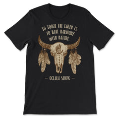 Cow Skull & Peacock Feathers Tribal Native Americans design - Premium Unisex T-Shirt - Black