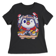 Penguin Sushi Chef Funny & Cute Penguin Chef & Sushi Board product - Women's Relaxed Tee - Black