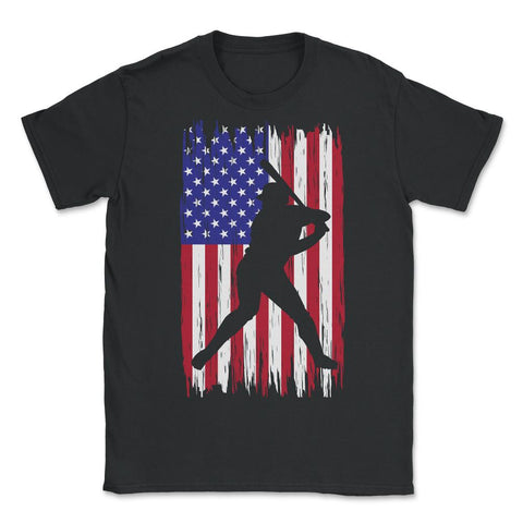 Baseball Pitcher Player American Flag USA Distressed Vintage graphic - Unisex T-Shirt - Black