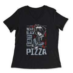 Wear Black Eat Pizza Emo Japanese Sad Anime Boy Emo product - Women's V-Neck Tee - Black