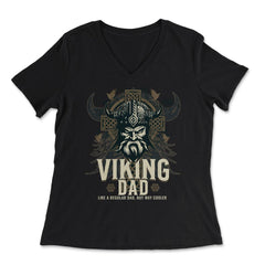Viking Dad Like a Regular Dad but Way Cooler Viking Dad graphic - Women's V-Neck Tee - Black