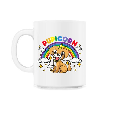 Gay Pride Rainbow Pupicorn Funny Puppy Unicorn Gift graphic 11oz Mug - White