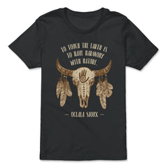 Cow Skull & Peacock Feathers Tribal Native Americans design - Premium Youth Tee - Black