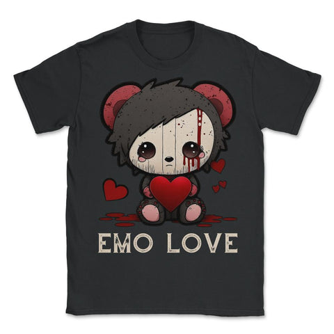 Chibi Emo Gothic Love Japanese Sad Anime Boy Emo Love print - Unisex T-Shirt - Black