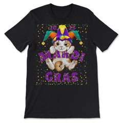 Mardi Gras Cat 2023 Cat Tuesday Cute Kitten with Jester Hat print - Premium Unisex T-Shirt - Black