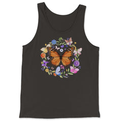 Pollinator Butterflies & Flowers Cottage core Aesthetic product - Tank Top - Black