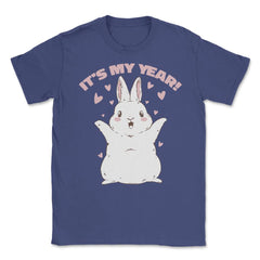 Chinese New Year of the Rabbit Kawaii Happy Bunny print Unisex T-Shirt - Purple