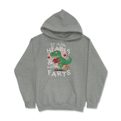 T-Rex Dinosaur Stealing Hearts and Blasting Farts product Hoodie - Grey Heather