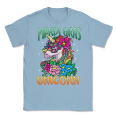 Mardi Gras Unicorn with Masquerade Mask Funny product Unisex T-Shirt - Light Blue