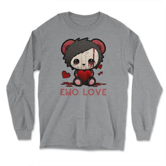 Chibi Emo Gothic Love Japanese Sad Anime Boy Emo Love graphic - Long Sleeve T-Shirt - Grey Heather