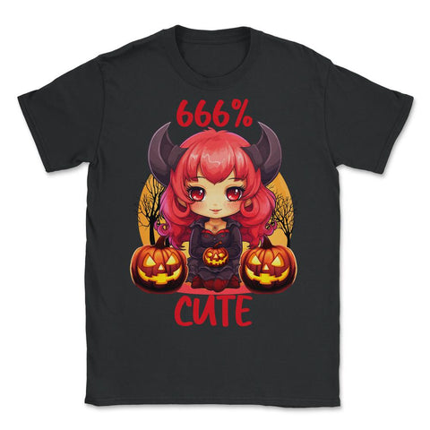 666% Cute Chibi Girl Devil Halloween product - Unisex T-Shirt - Black