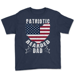 Patriotic Bearded Dad 4th of July Dad Patriotic Grunge design Youth - Navy