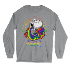Gay Zodiac LGBTQ Zodiac Sign Aquarius Rainbow Pride print - Long Sleeve T-Shirt - Grey Heather