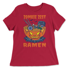 Zombie Zest Ramen Bowl Halloween Noodle Print product - Women's Relaxed Tee - Red