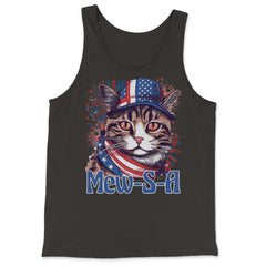 4th of July Mew-S-A Pawsitively Patriotic Cat graphic - Tank Top - Black