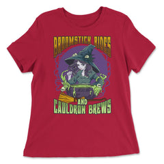 Anime Witch Cauldron Broomstick Rides & Cauldron Brews graphic - Women's Relaxed Tee - Red