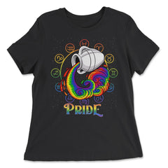 Gay Zodiac LGBTQ Zodiac Sign Aquarius Rainbow Pride print - Women's Relaxed Tee - Black