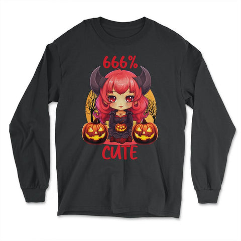 666% Cute Chibi Girl Devil Halloween product - Long Sleeve T-Shirt - Black