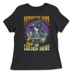 Anime Witch Cauldron Broomstick Rides & Cauldron Brews graphic - Women's Relaxed Tee - Black