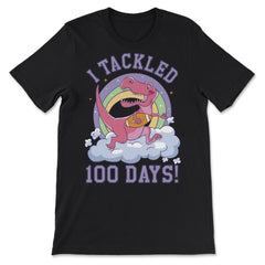 I Tackled 100 Days of School T-Rex Dinosaur Costume graphic - Premium Unisex T-Shirt - Black