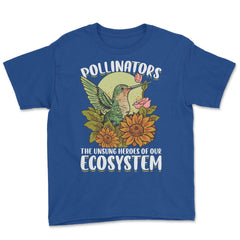 Pollinator Hummingbird & Flowers Cottage core Aesthetic design Youth - Royal Blue