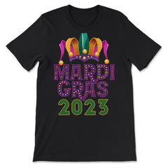 Mardi Gras Jester Hat 2023 Fat Tuesday Celebration design - Premium Unisex T-Shirt - Black