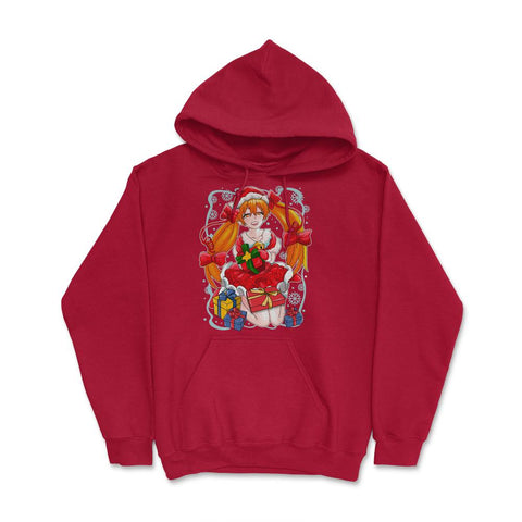 Anime Christmas Santa Anime Girl with Xmas Presents Funny product - Red