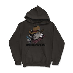 Meowdy Funny Mashup Between Meow and Howdy Cat Meme design - Hoodie - Black