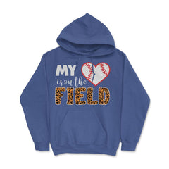 Funny Baseball My Heart Is On That Field Leopard Print Mom print - Royal Blue