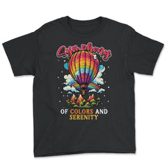 Symphony Of Colors And Serenity Hot Air Balloon print - Youth Tee - Black