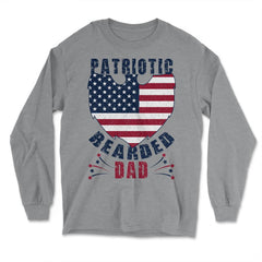 Patriotic Bearded Dad 4th of July Dad Patriotic Grunge graphic - Long Sleeve T-Shirt - Grey Heather