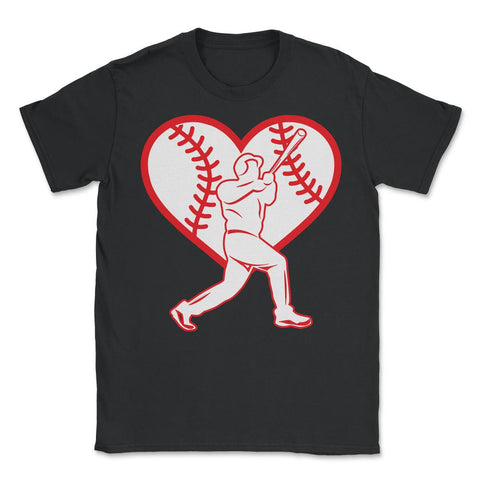 Baseball Heart Batter Baseball Lover Fan Coach Player product - Unisex T-Shirt - Black