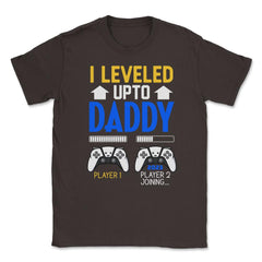 Funny Dad Leveled Up to Daddy Gamer Soon To Be Daddy graphic Unisex - Brown