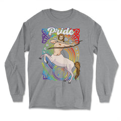 Gay Zodiac LGBTQ Zodiac Sign Sagittarius Rainbow Pride design - Long Sleeve T-Shirt - Grey Heather