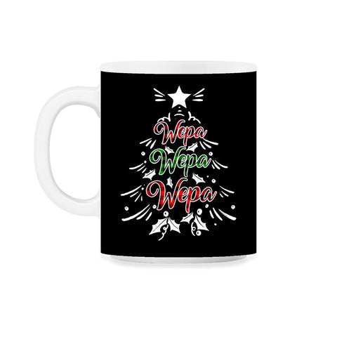 Wepa Wepa Wepa Puerto Rico Christmas Tree Boricua print 11oz Mug - Black on White