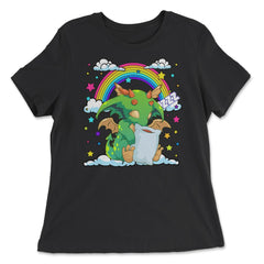 Baby Dragon Sleeping on a Cloud For Fantasy Fans design - Women's Relaxed Tee - Black
